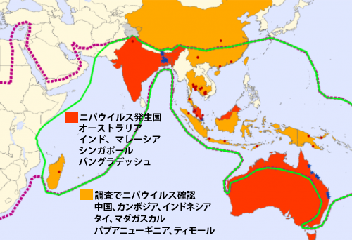 ニパウイルス感染地図